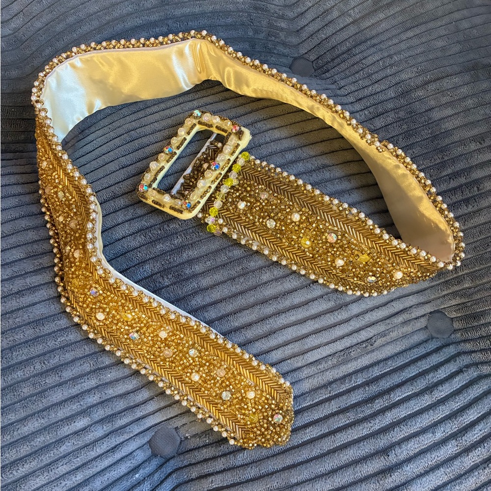 Rare Vintage Gold Beaded Belt